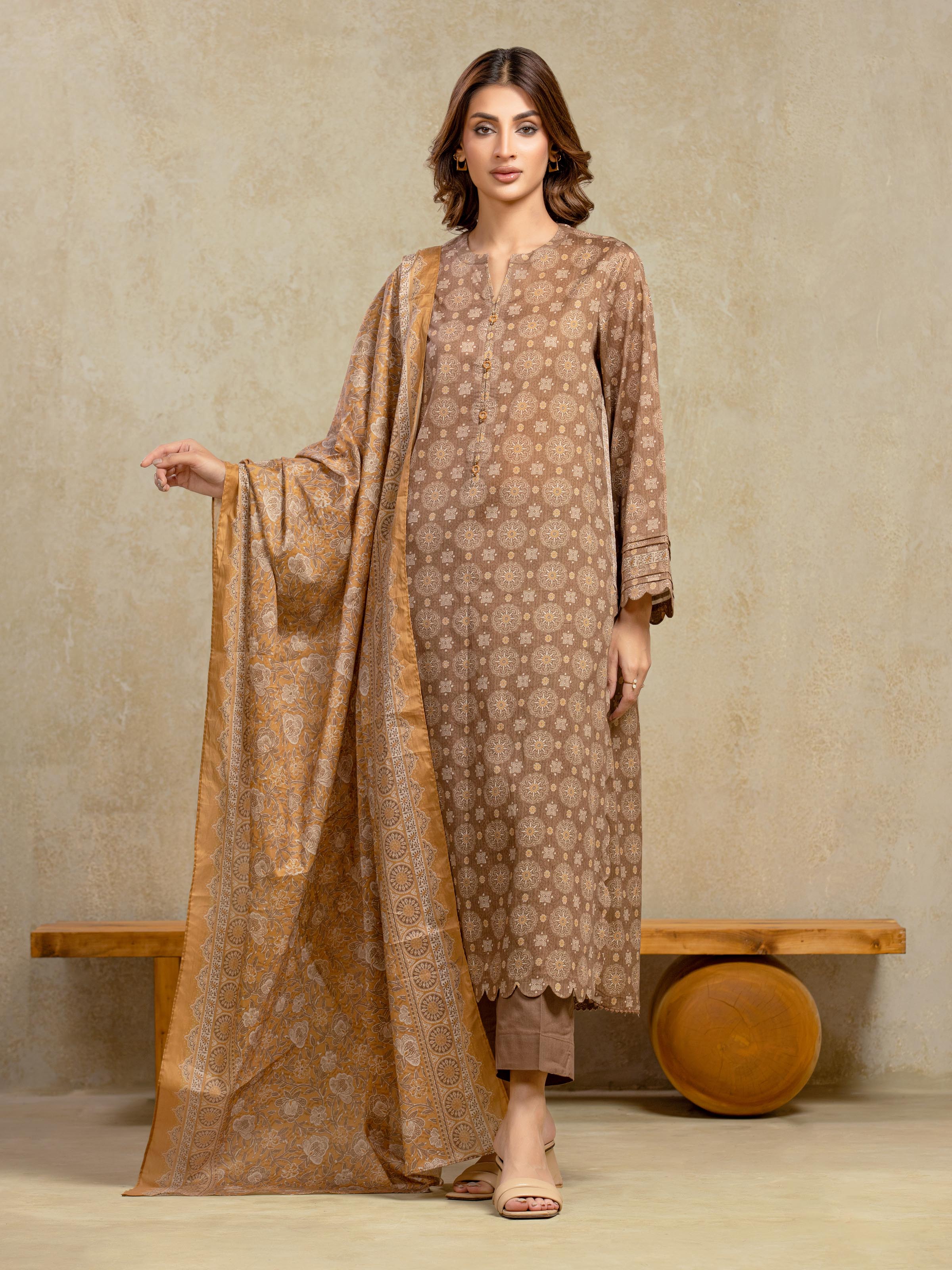 Unstitched Printed Khaddar Suit - EWU5A3-35940-3P