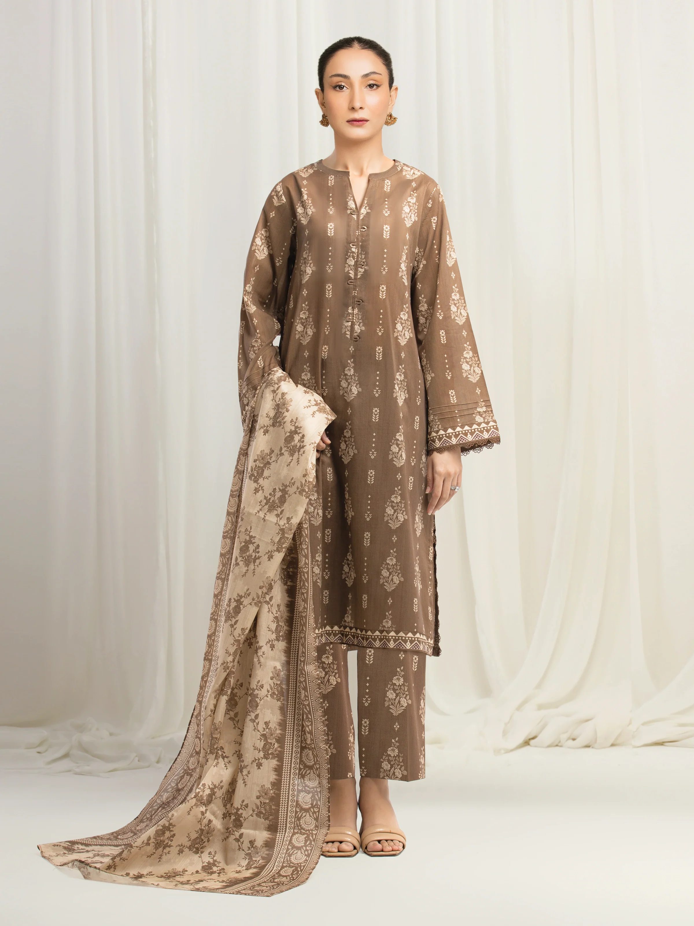 Unstitched Printed Khaddar Suit - EWU5A3-36035-3P