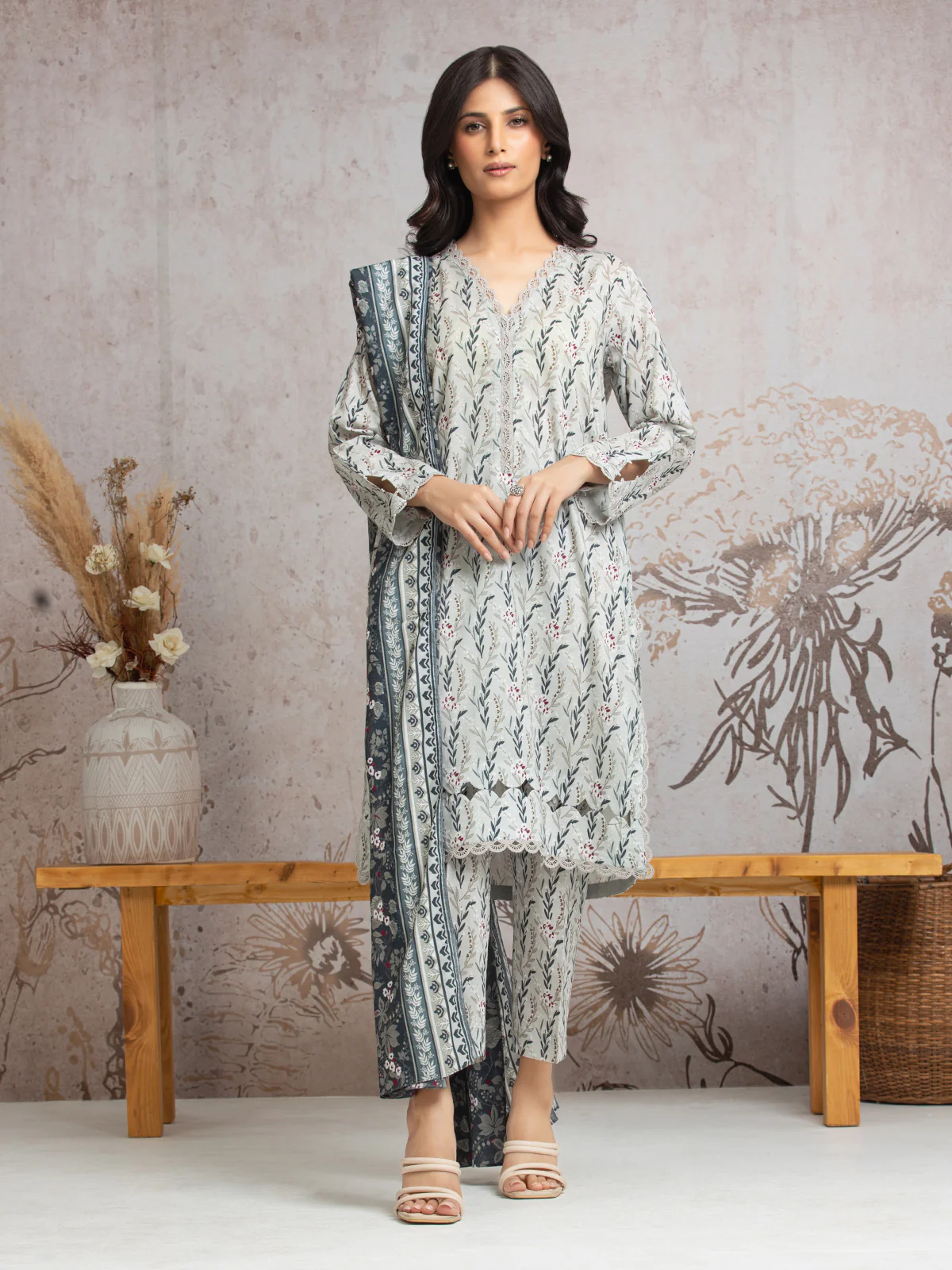 Unstitched Printed Cambric Shirt Dupatta - EWU24A2-29634SD