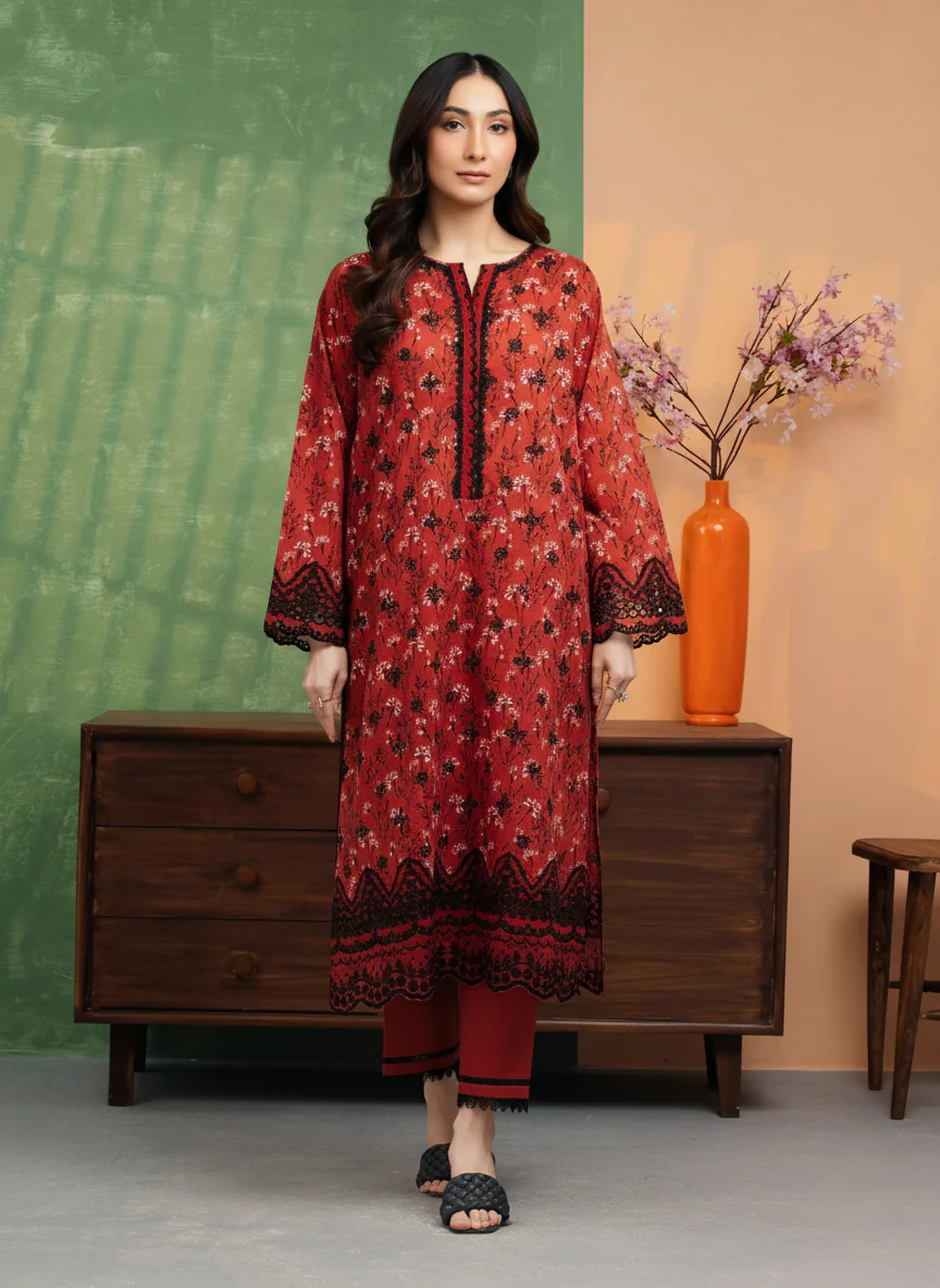 Unstitched Embroidered Lawn Shirt - EWU5V1-31402S