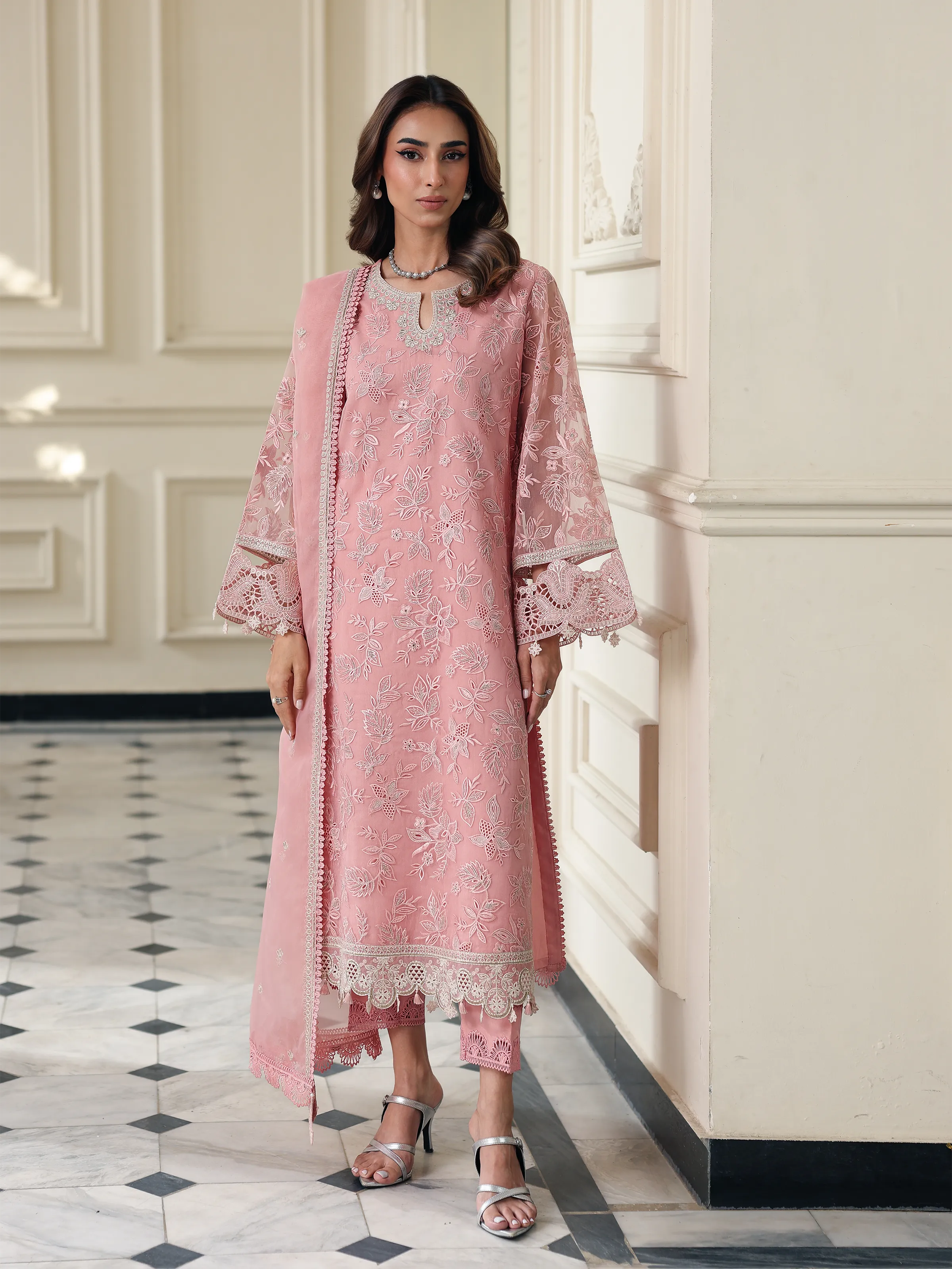 Unstitched Embroidered Organza Suit - EWU5V4-31263-3P