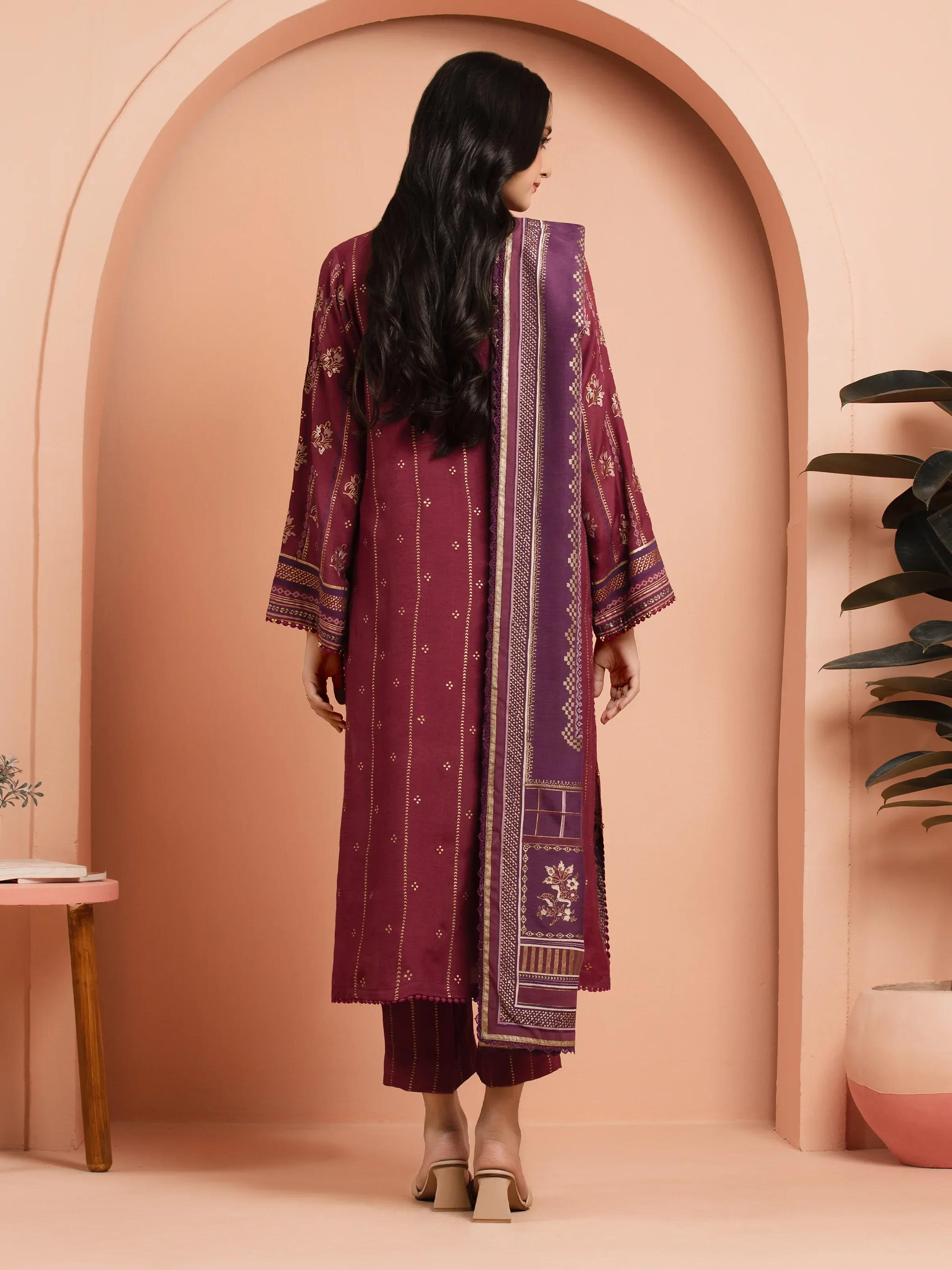Unstitched Block Print Cambric Shirt - EWU5M1-001S - Image 2