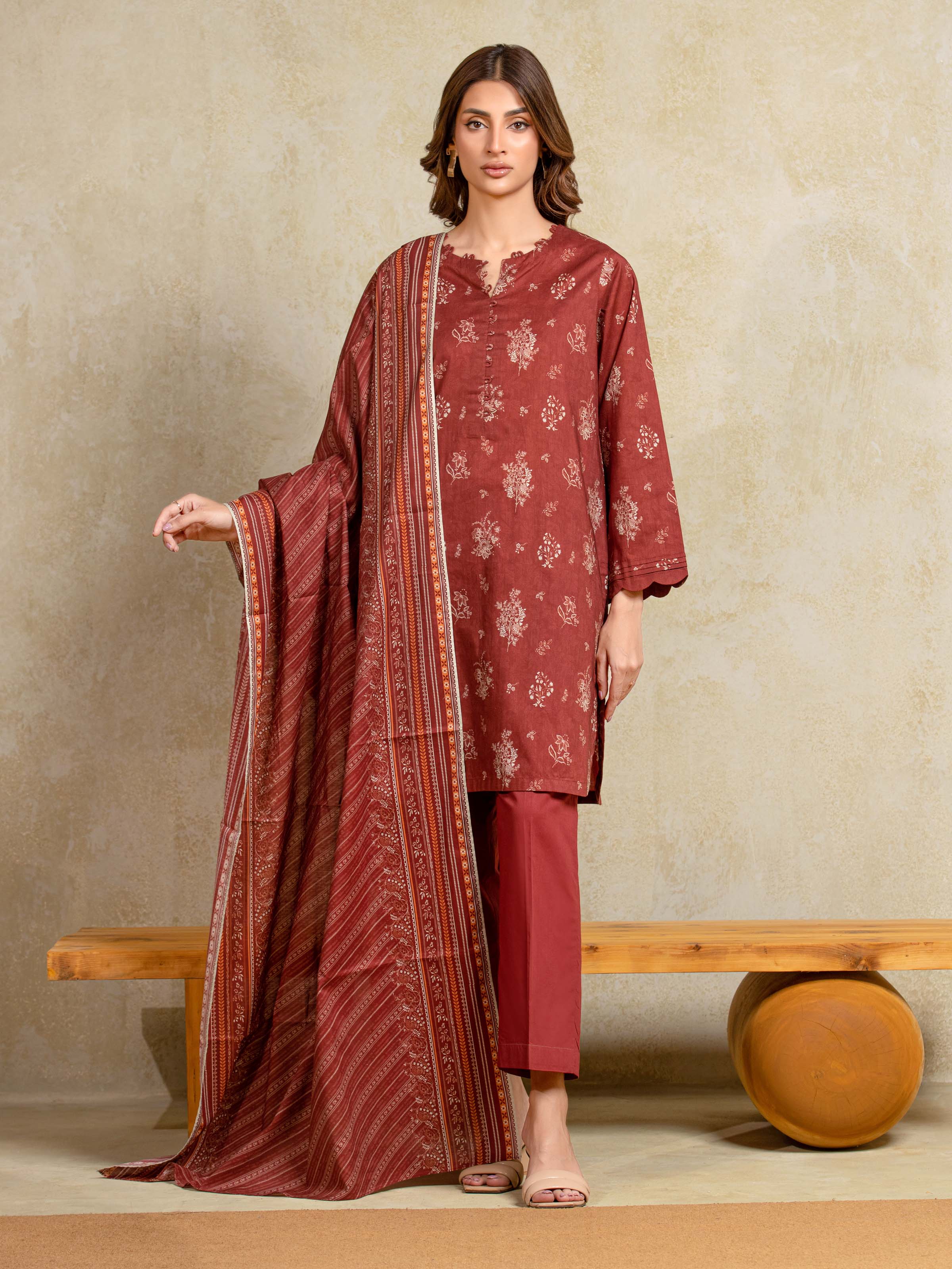 Unstitched Printed Khaddar Suit - EWU5A3-35902-3P