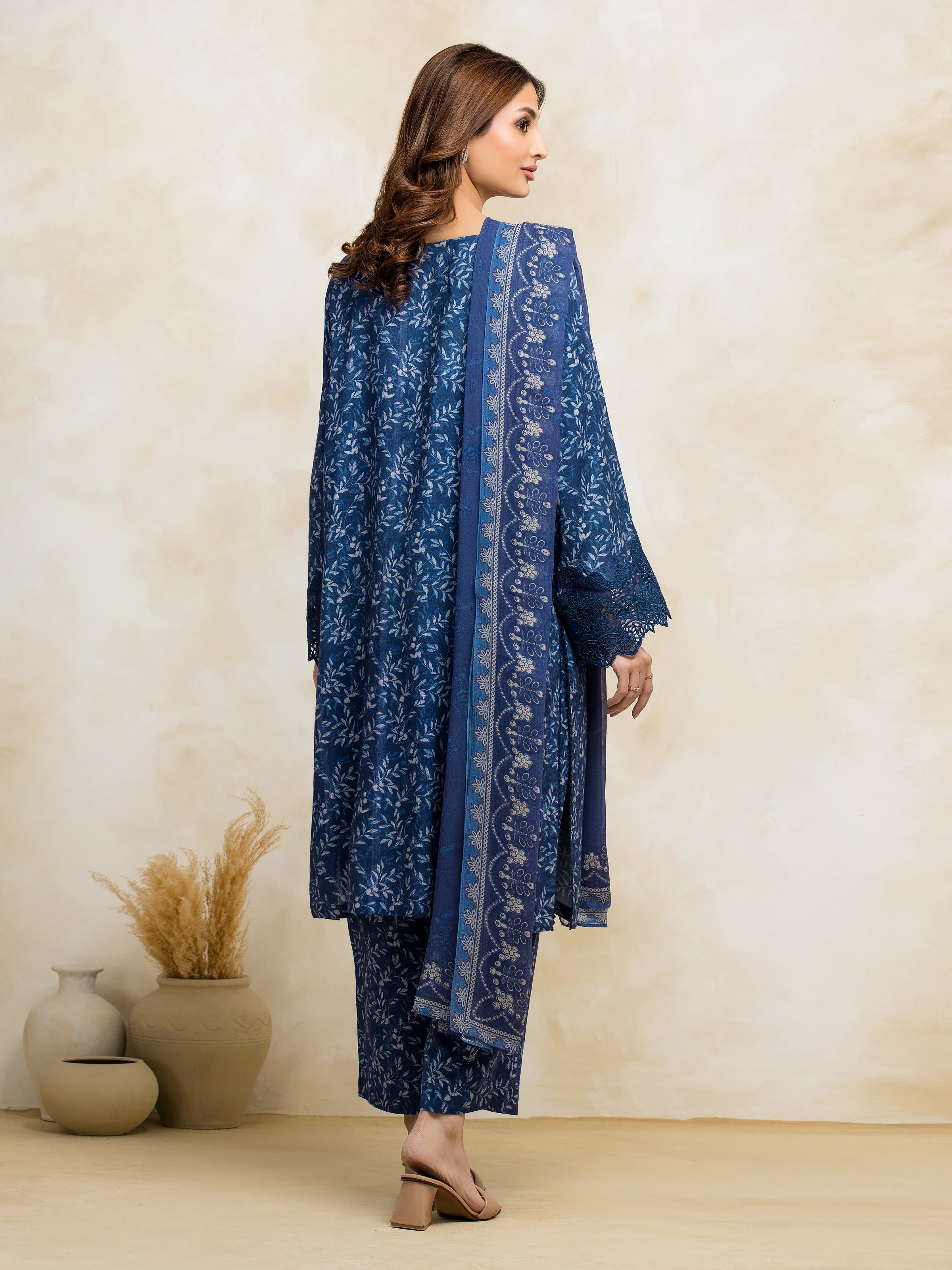 Unstitched Printed Raw Silk Suit - EWU5V16-30224P-3P - Image 7