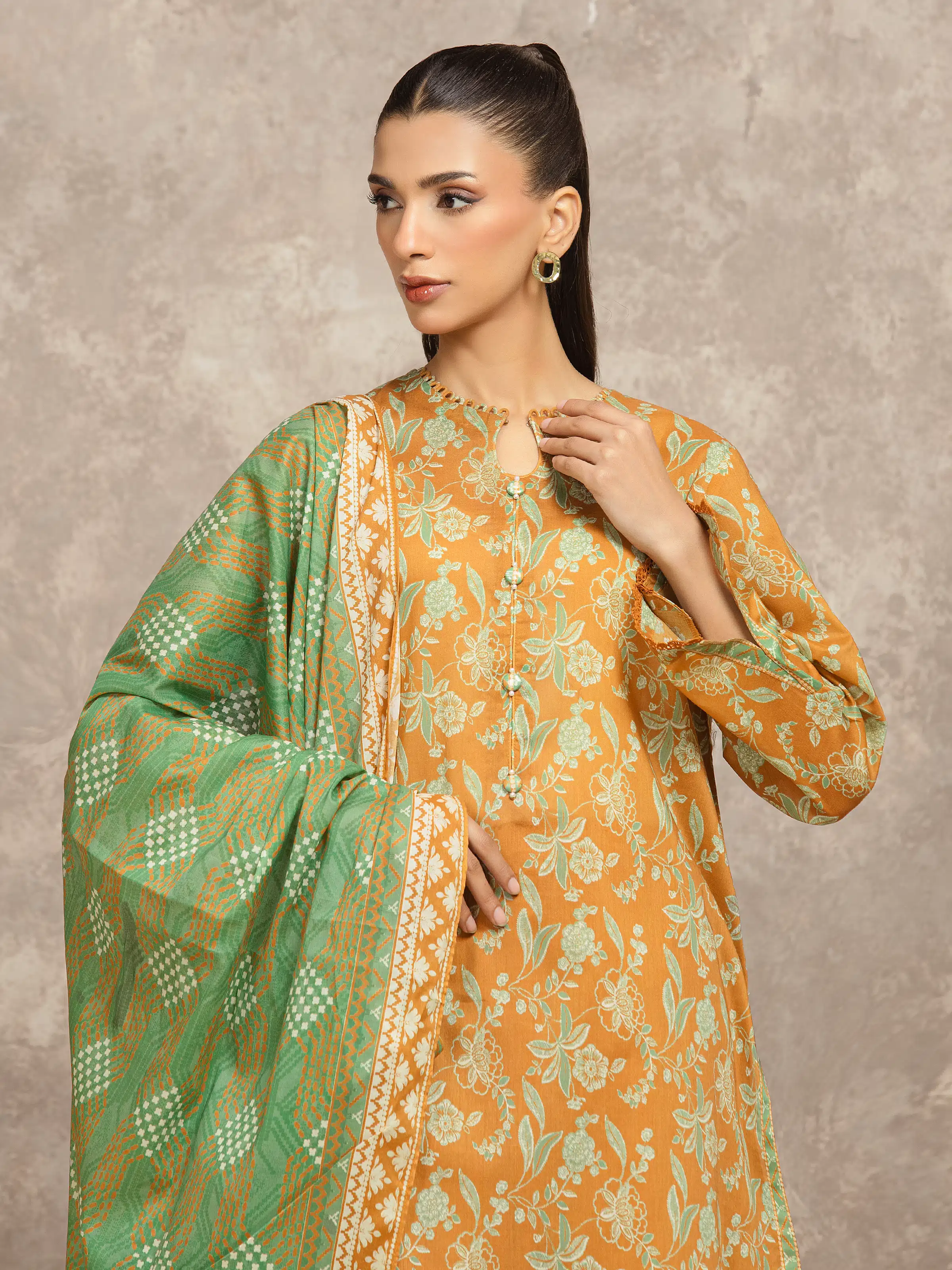 Unstitched Printed Khaddar Suit - EWU5A3-36050-3P - Image 2