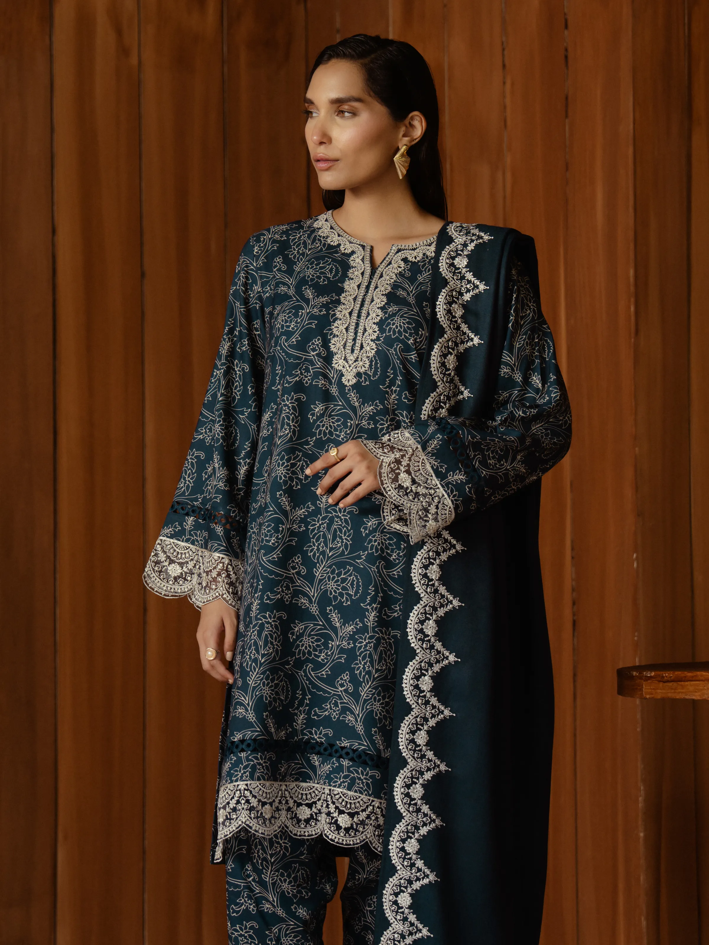 Unstitched Embroidered Marina Twill Shirt Trouser - EWU24V14-30177ST