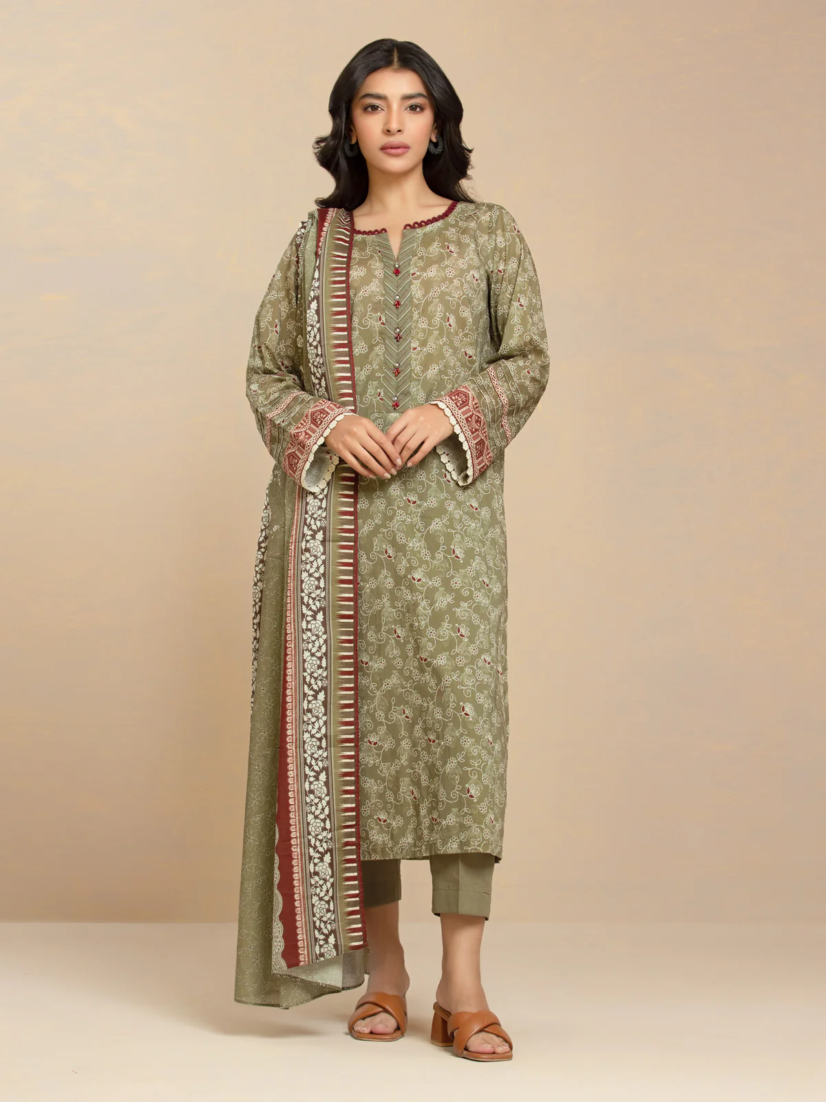 Unstitched Printed Lawn Shirt Dupatta - EWU24A1-29483SD
