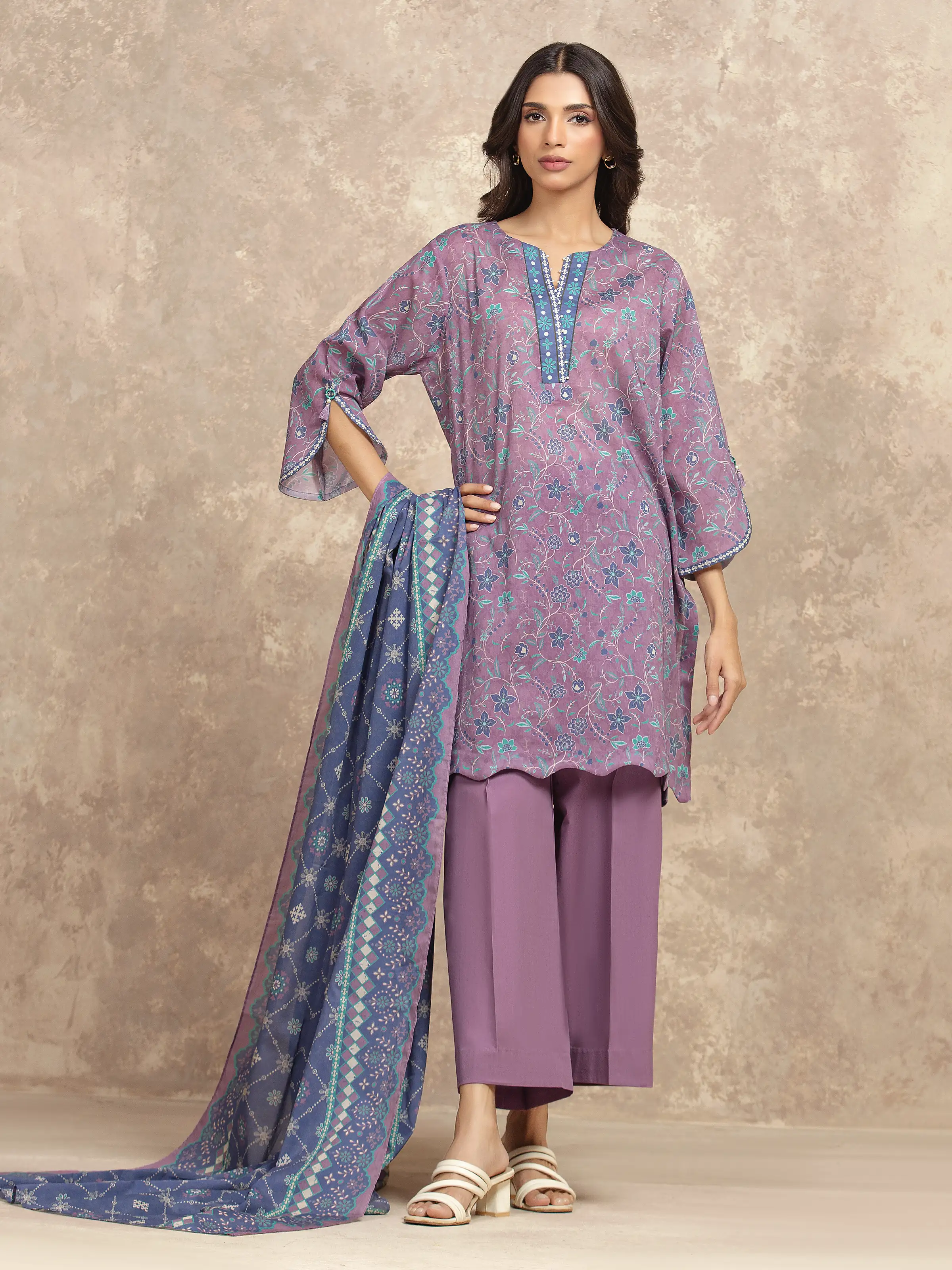 Unstitched Printed Khaddar Suit - EWU5A3-36033-3P