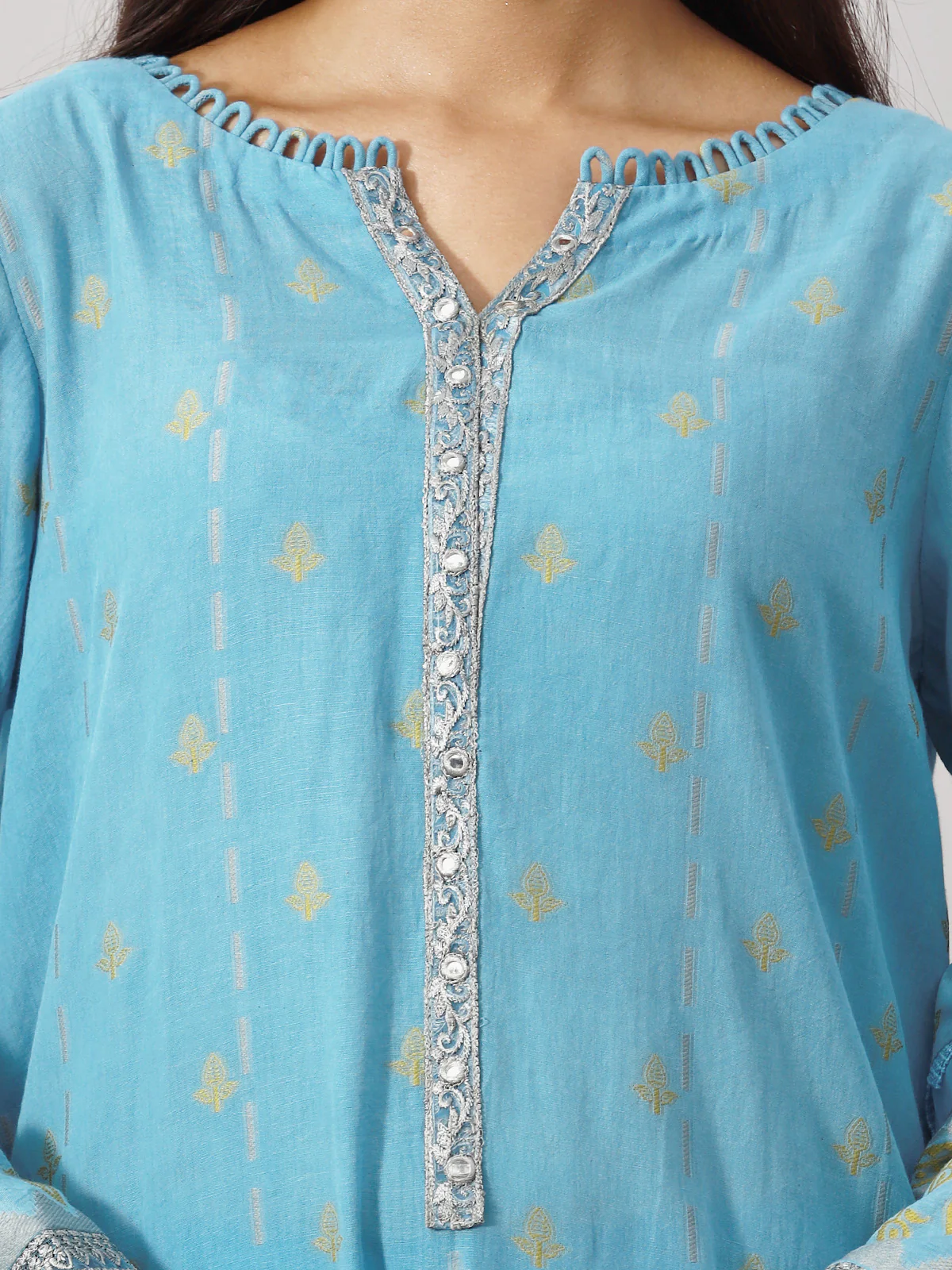 Unstitched Embroidered Jacquard Shirt Dupatta - EWU24V3-26731SD - Image 2