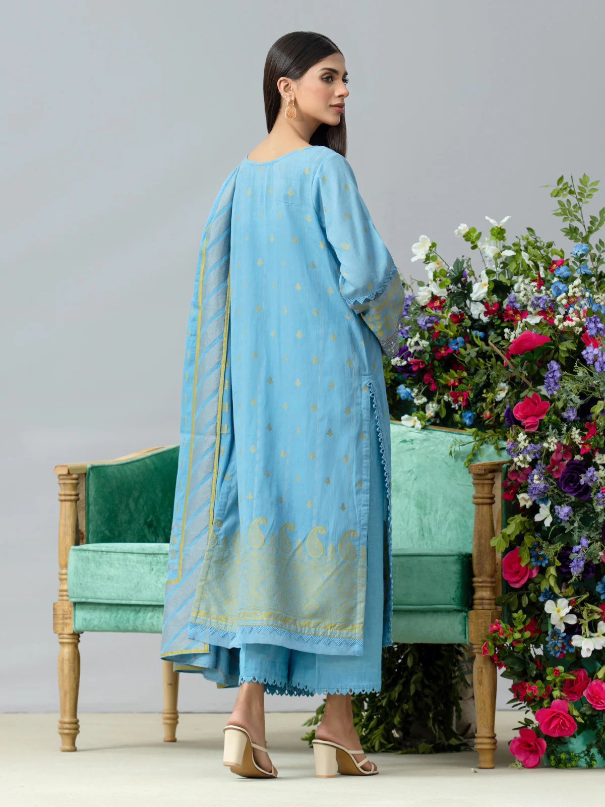 Unstitched Embroidered Jacquard Shirt Dupatta - EWU24V3-26731SD - Image 4