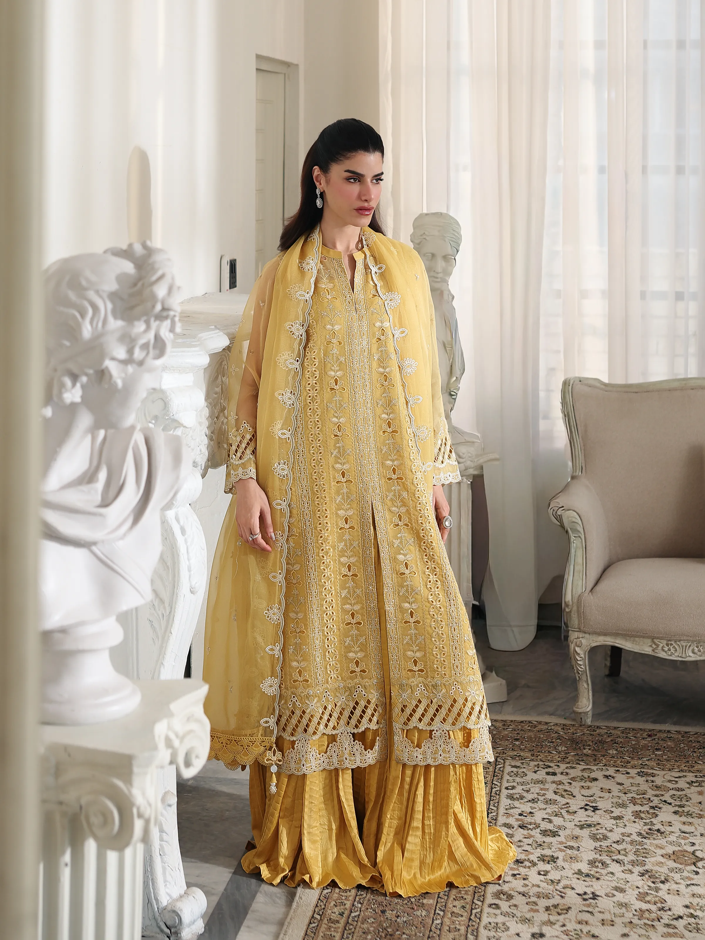Unstitched Embroidered Organza Suit - EWU5V4-31260-3P