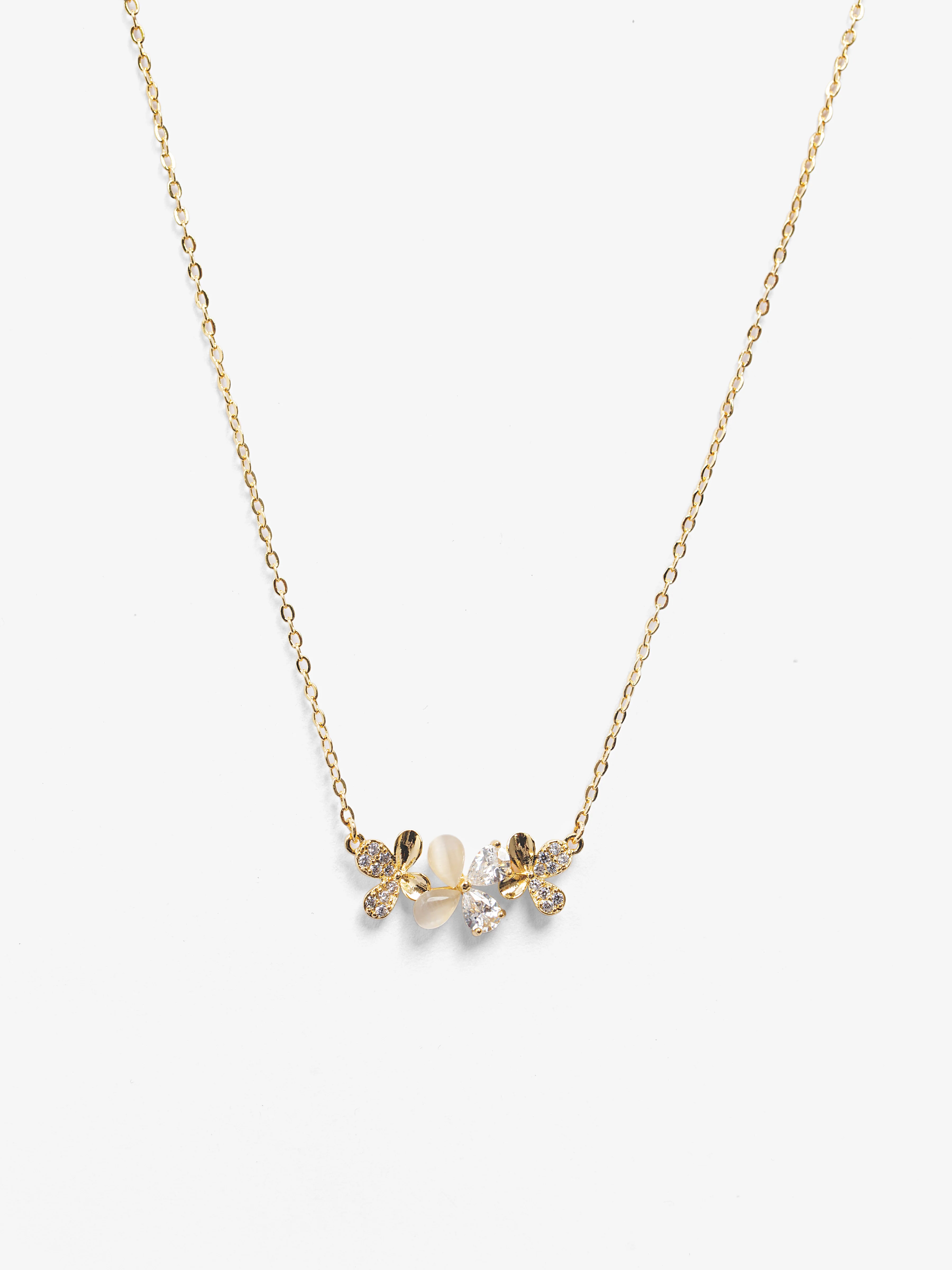 Crystal Cluster Gold Necklace  - EAWN5-028