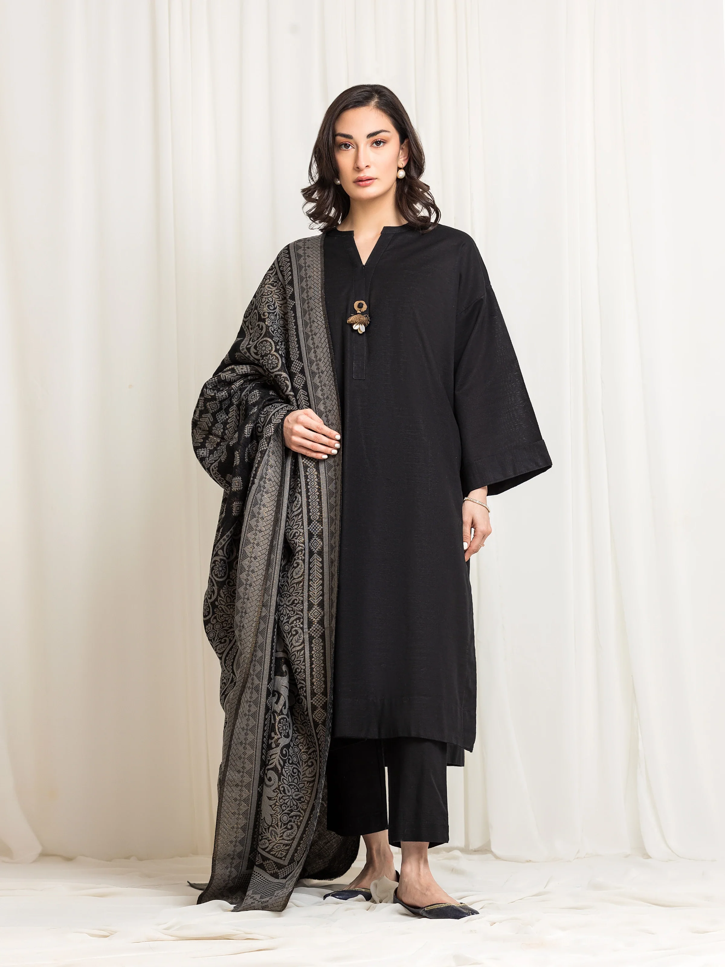 Women's Grey Shawl - EWMSJ5-007