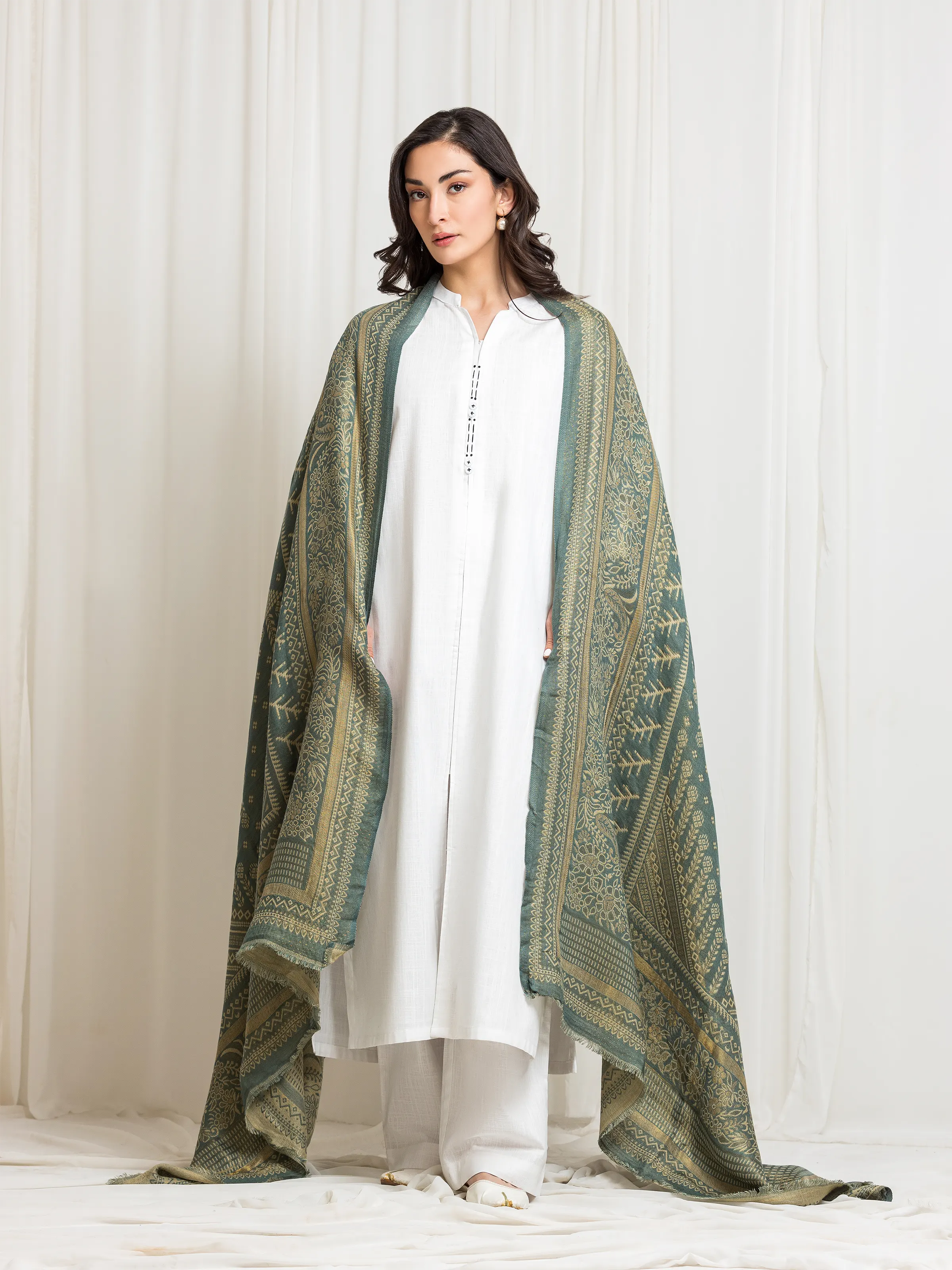 Women's Light Green Shawl - EWMSJ5-001