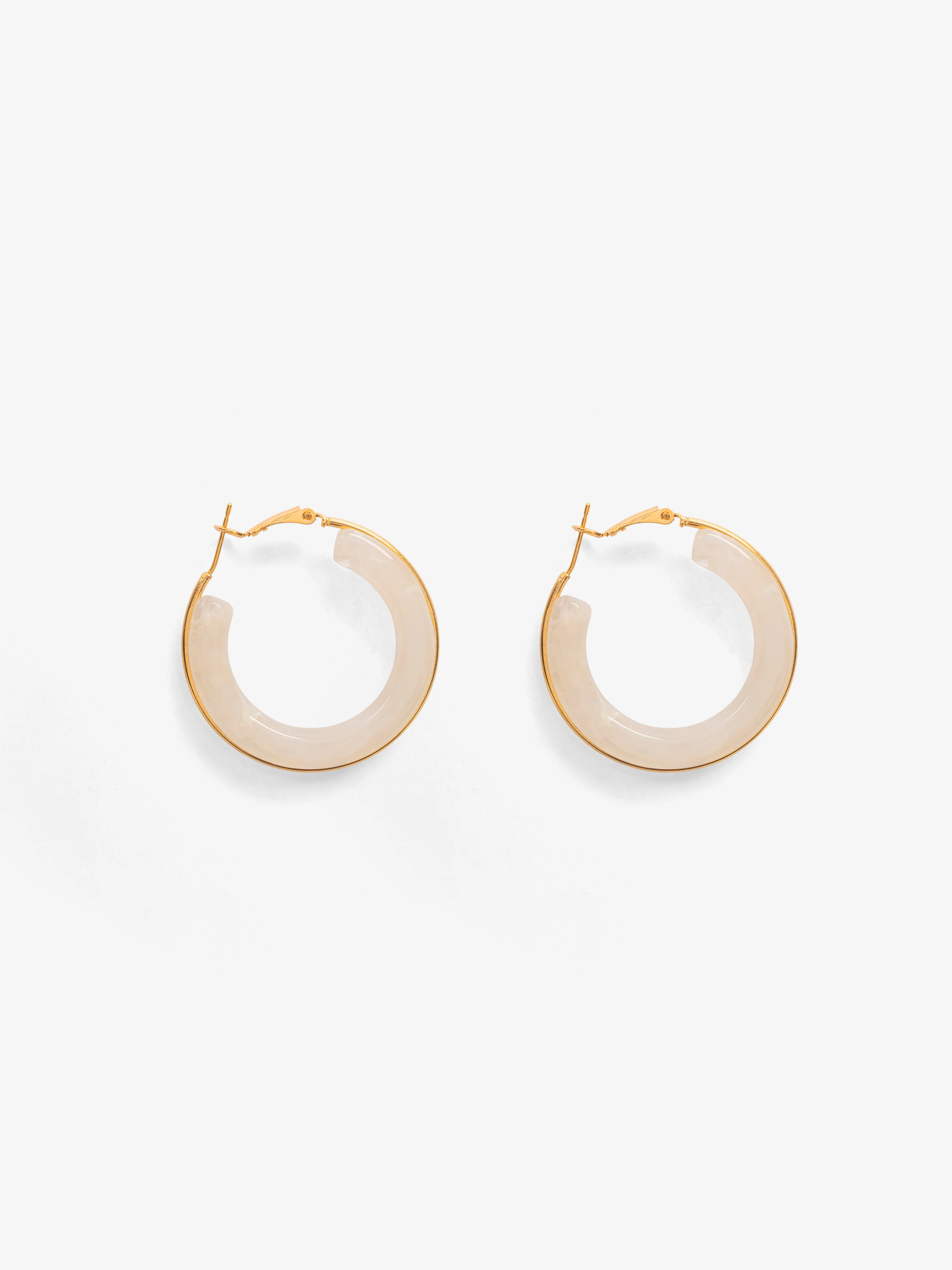 Twisted Hoop White Earrings - EAWE5-139